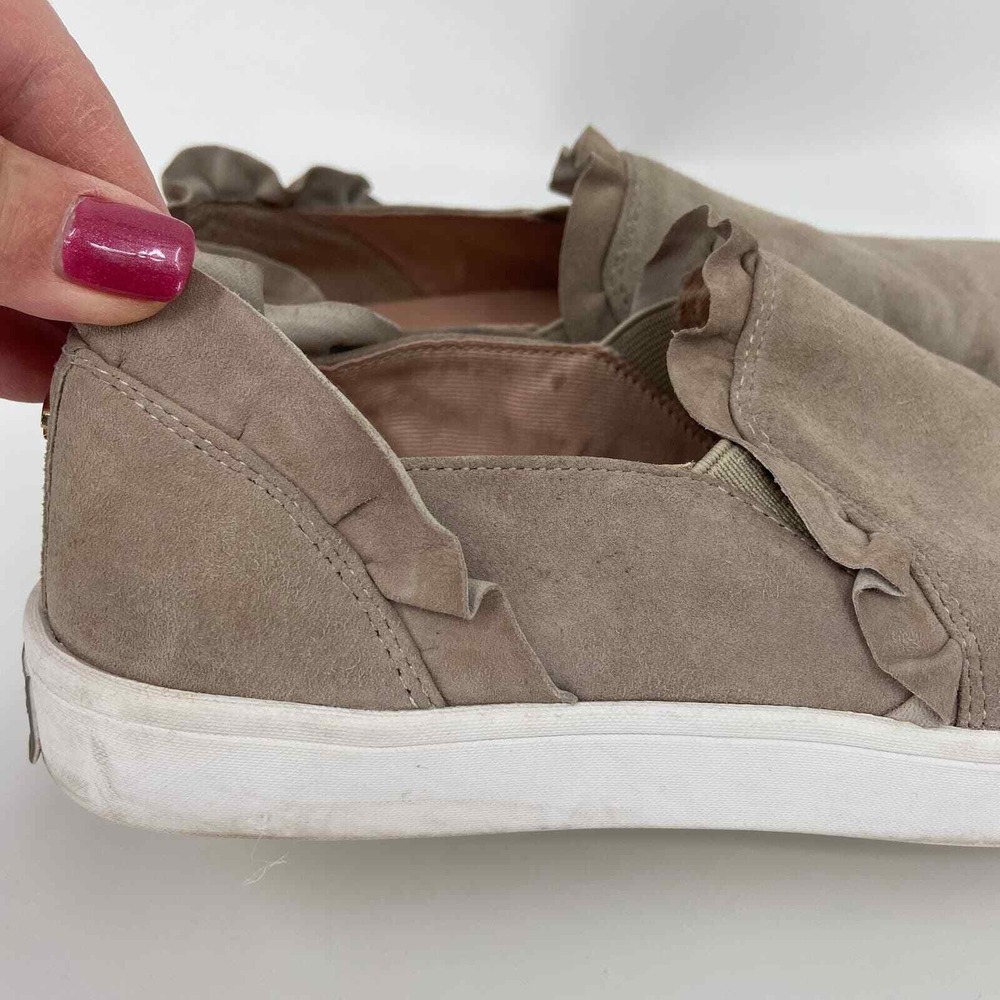 Kate Spade New York Lillie Ruffle Sneaker Size 6 Beige Suede Slip On Loafer - Picture 4 of 11